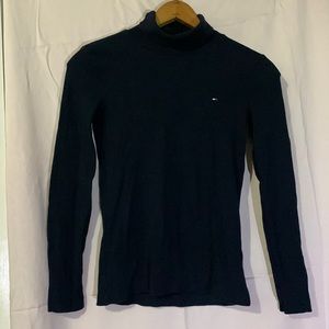 Tommy Hilfiger NAVY ribbed long sleeve form fitting turtleneck